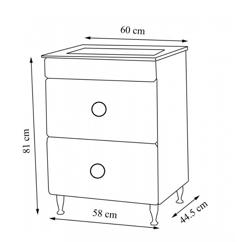 Mobilier Baie MDF și lavoar,Sertare, 60cm, Alb