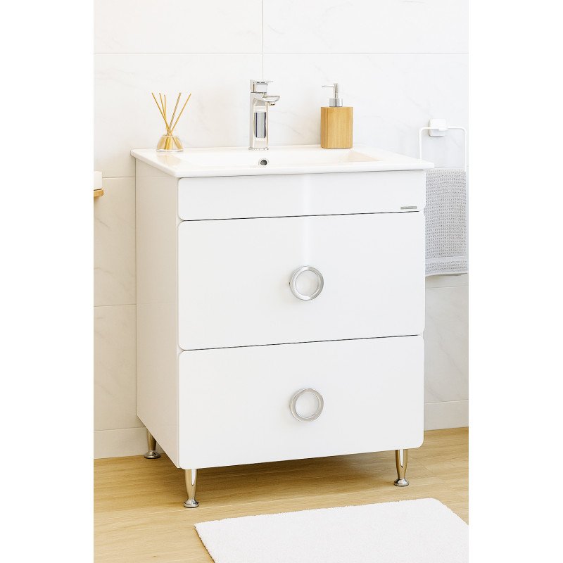 Mobilier Baie MDF și lavoar,Sertare, 60cm, Alb